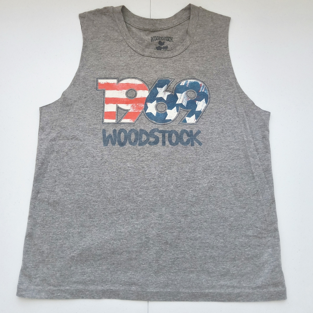 Woodstock 1969 Gray Sleeveless Top Size Lg